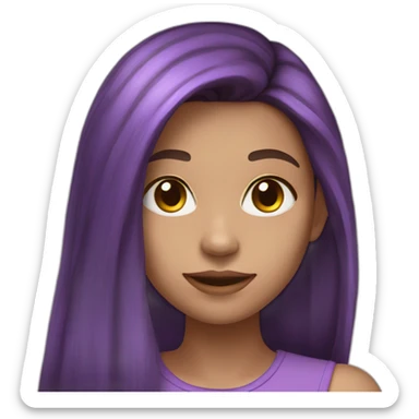  girl with long Brown hair with purple highlights and Light skin sticker