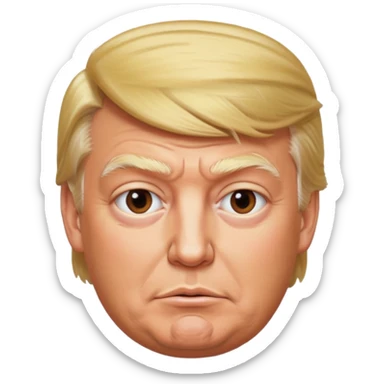 Donald Trump, hyper-photorealistic, maximum quality and detail, round face, polished finish, lifelike skin and facial features, very foxy and cunning expression, clean background, looks like a real photo sticker