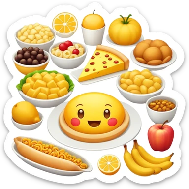 Yellow cation sign with a lot of food sticker