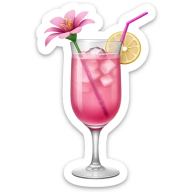 Pink Cocktail with flowers  sticker