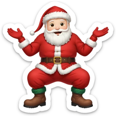A round-bellied Santa cosplay guy with oversized boots, laughing warmly sticker