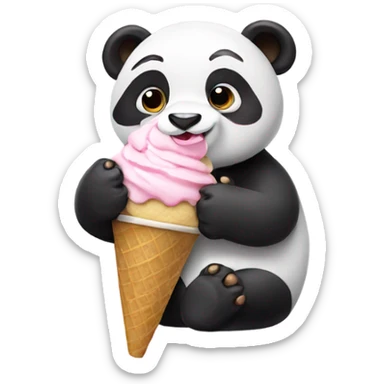 Panda eating ice cream sticker
