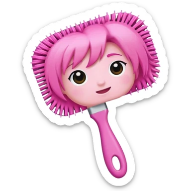 hair brush pink sticker