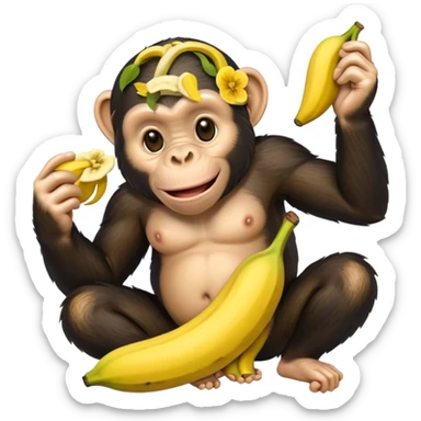 Chimpazii in banana sticker
