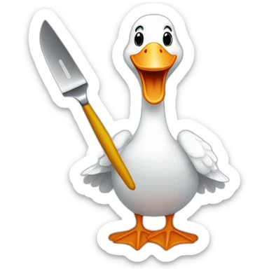white goose holding butterknife sticker