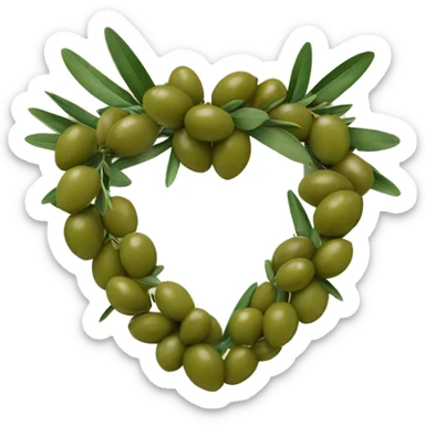 olive heart adorned with olive garland  sticker