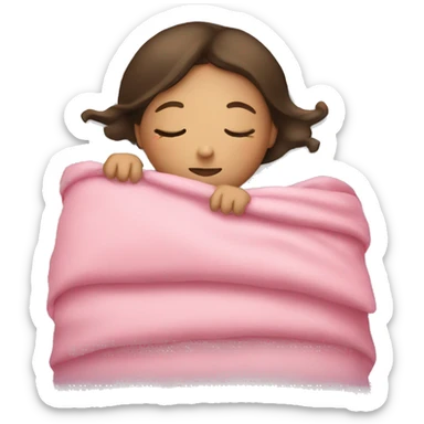 brunette girl sleeping with pink blanket sticker