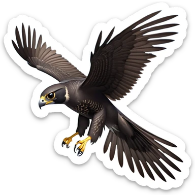 cinematic-peragrin falcon-realistic-full-body-diving-emoji,-sleek-aerodynamic-frame-plummeting-through-the-air-with-lightning-speed,-razor-sharp-talons-poised-for-the-strike,-feathered-wings-angled-for-maximum-precision,-keen-dark-eyes-locked-onto-its prey, white underside with black dotted feathers sticker
