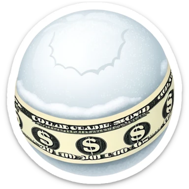 Snow ball with dollar bills  sticker