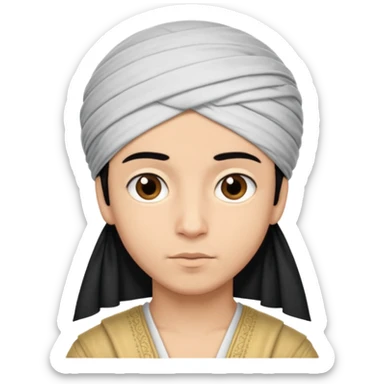 Emoji de un chico con turbante árabe que el chico sea de color piel clara y que tenga cabello negro y de fondo blanco sticker
