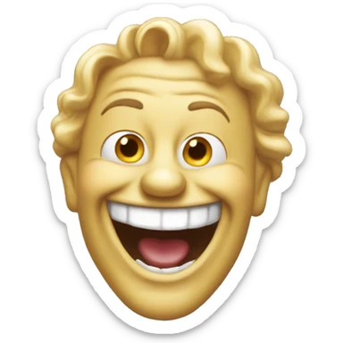 laughing arrogant face showing a clownmask sticker