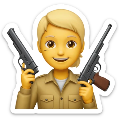 Create a smiling face emoji that’s holding a gun aimed to their forehead sticker