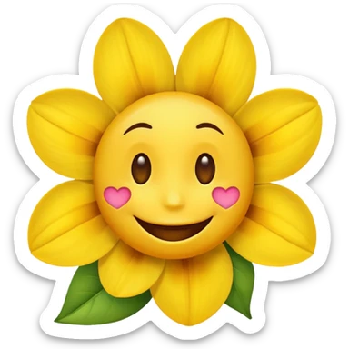 create an normal emoji with a flower in its mouth and love eyes sticker