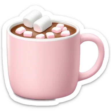 Light Pink mug of hot chocolate with marshmallows  sticker