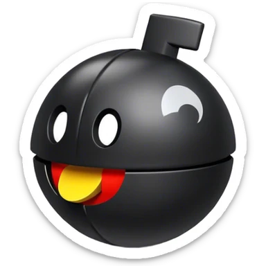 a black bomb w packman logo sticker