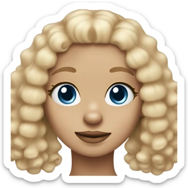 blond girl straight hair blue eyes with cream colored puppy poodle  sticker