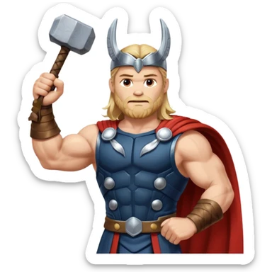 The hero Thor proudly holds the balance of justice in his raised hand. sticker