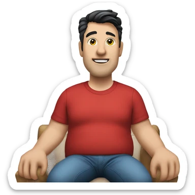 create a emoji of a fat white man in a red shirt with black hair pointed straight up sticker