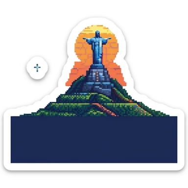 Christ the Redeemer statue in Rio de Janeiro with sunset colors sticker