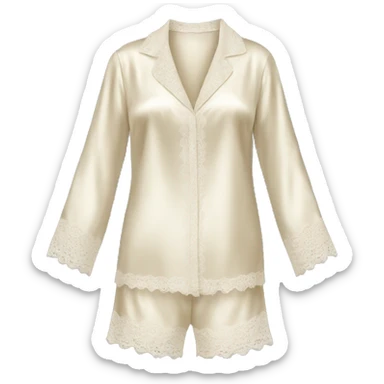 Cream silk pajamas with lace trim sticker