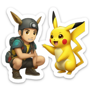 Picachu et dracofeu sticker