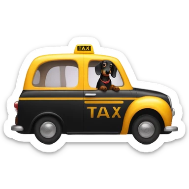 black daschund in taxi sticker