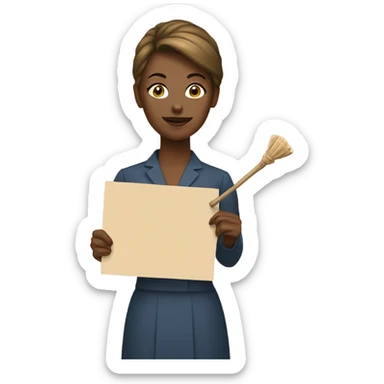 woman holding placard on stick sticker