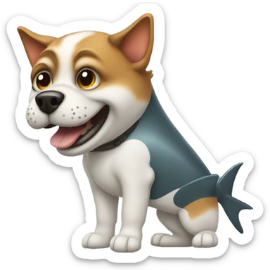 a dog with a shark tail sticker