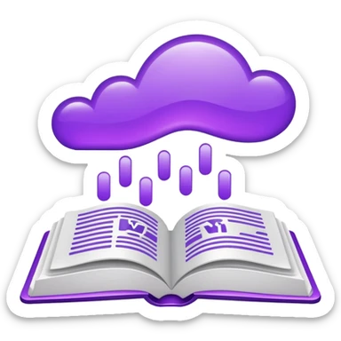 Purple icon: a book with Wi-Fi waves. Minimal, web style. sticker