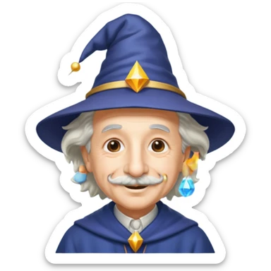 Albert Einstein, wearing wizard hat custome sticker