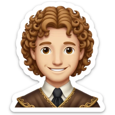 lord with curly light brown hair and friendly smile sticker