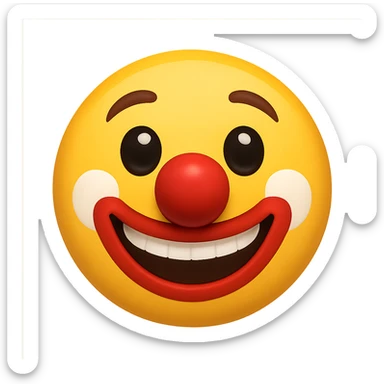 yellow face with red clown nose emoji, digital illustration sticker