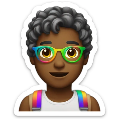 rainbow artist boy sticker