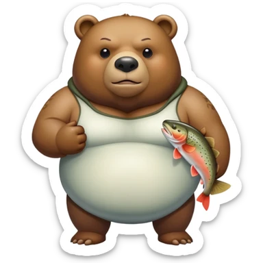 trota with bear arms and overweight human body sticker