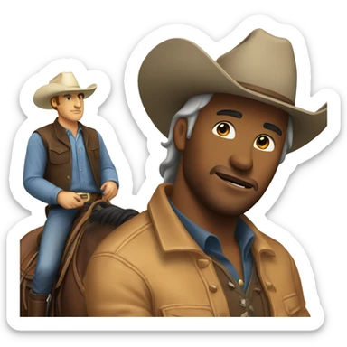man with a cowboy hat sitting on a horse as the horse buck sticker
