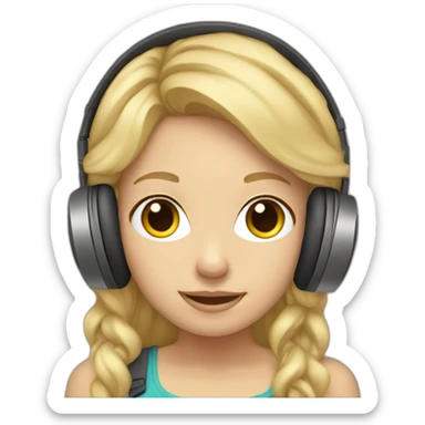 blonde-haired girl with overear headphones sticker