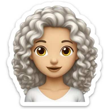 Fille blanche avec de long cheveux bouclés bruns sticker