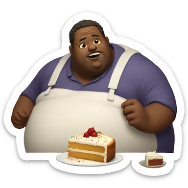 Fat man eating cake sticker