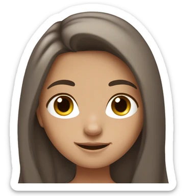 Tan girl long brown hair freckles holding gray cat sticker