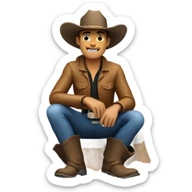 Cowboy sitting on a white powder mound sticker