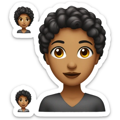 Mujer pelo negro con mechones de adelante rojos color de ojos marrones y anteojos  sticker