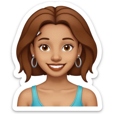 grinning brown girl with septum piercing  sticker