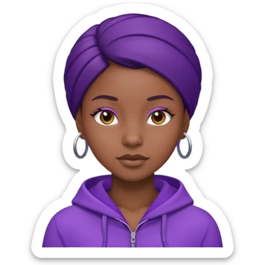 now make a girl whose black in purple  sticker