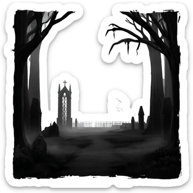 Dark gothic aesthetic scenery scene picture   sticker