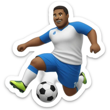 fat soccer player kicking sticker