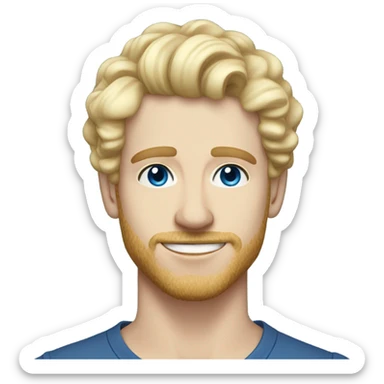 light curl blonde 30yo man blue eyed pale skin sticker