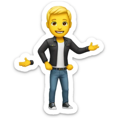  Man with yellow skin and legs raising both arms sticker