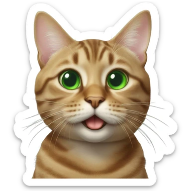 Tabby cat with green eyes blowing a kiss sticker