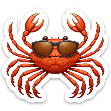 Female Alaska king crab with sunglasses with six legs and 2 claws  sticker