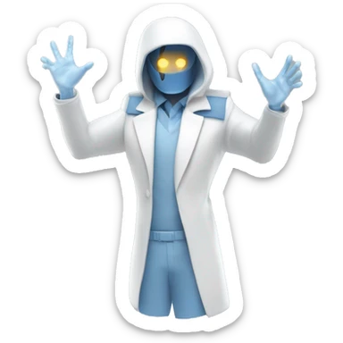 chemise blanche ou bleu clair, sans cravate, avec les manches retroussées éléments visuels futuristes comme des lignes LED sur le costume sticker